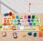 Tablero magnético de pesca 3 en 1 de madera